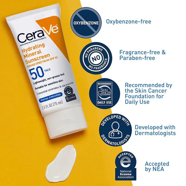 Hydrating Mineral Sunscreen SPF 50 – Broad Spectrum UV Protection (50ml)
