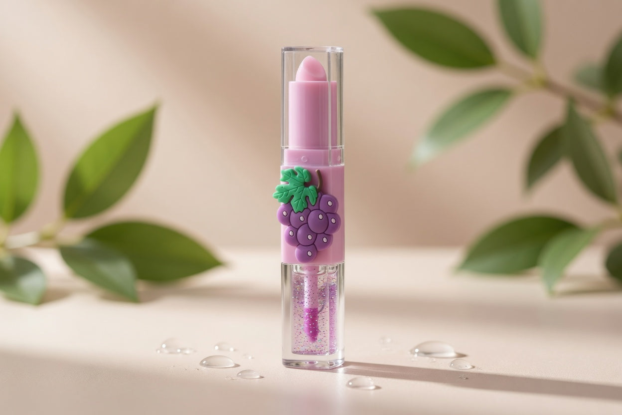 2-in-1 Fruit Lip Balm & Lip Oil – Hydrating Glossy Lip Care