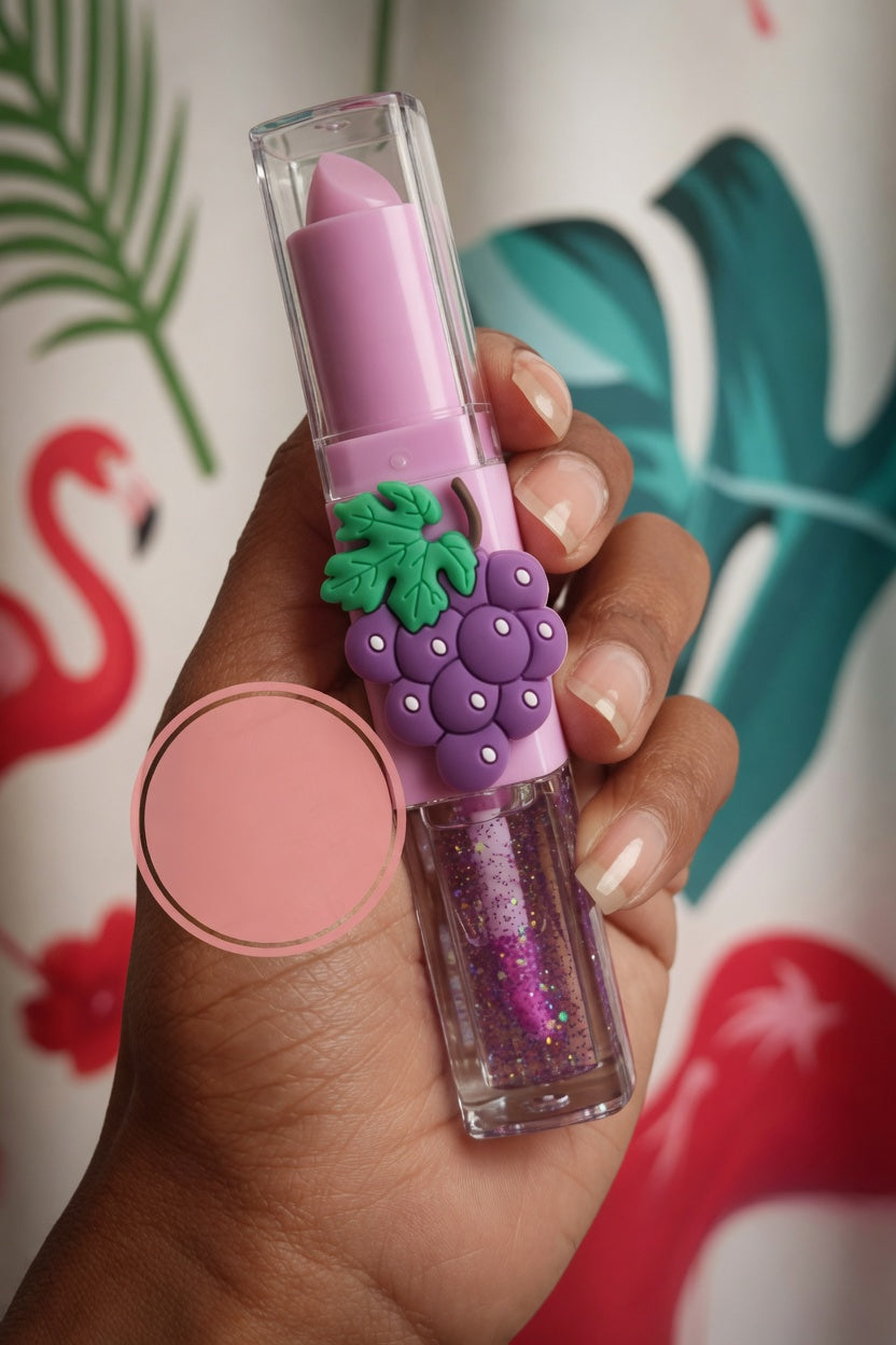 2-in-1 Fruit Lip Balm & Lip Oil – Hydrating Glossy Lip Care