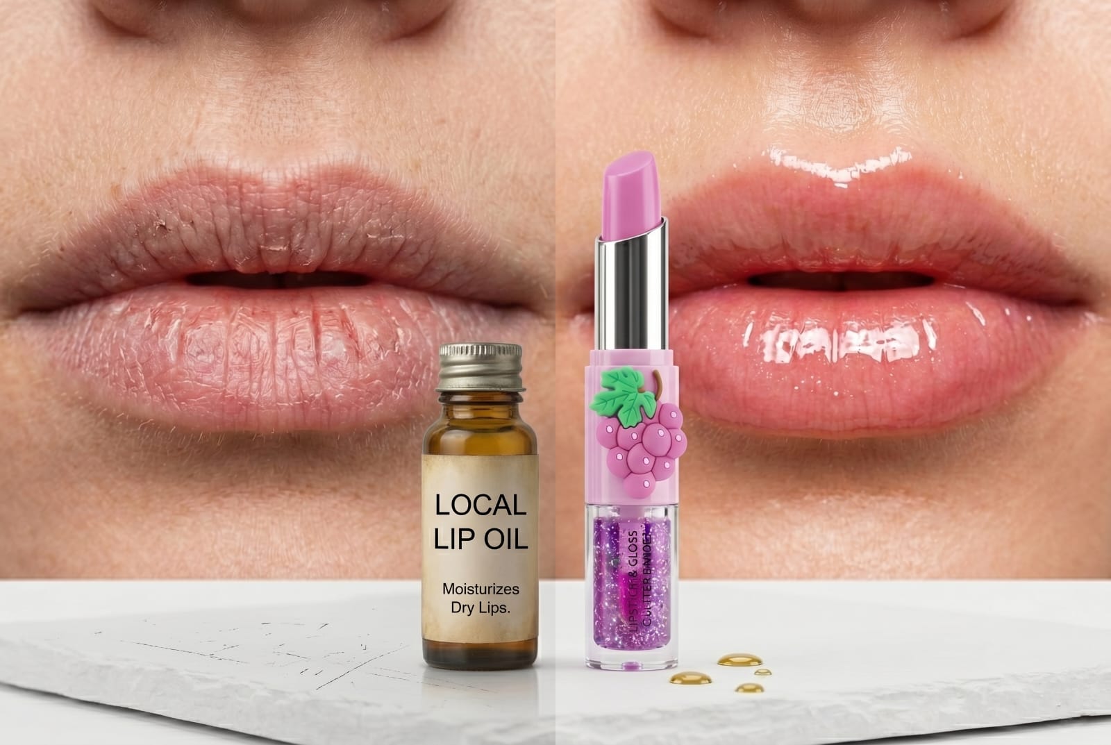 2-in-1 Fruit Lip Balm & Lip Oil – Hydrating Glossy Lip Care